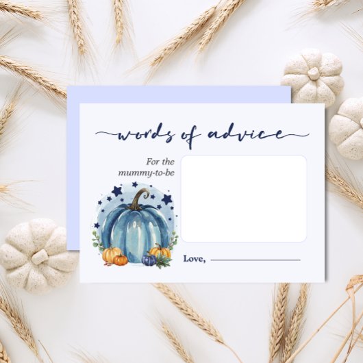 小さなかぼちゃの赤ちゃんシャワーの言葉のアドバイスママ エンクロージャーカード