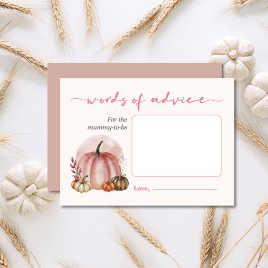 小さなかぼちゃの赤ちゃんシャワーの言葉のアドバイスママ エンクロージャーカード