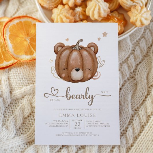 小さなかぼちゃの赤ちゃんシャワーを待つことができる 招待状