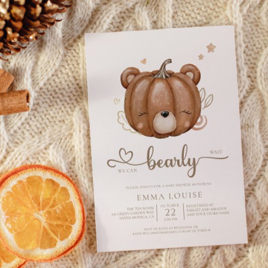 小さなかぼちゃの赤ちゃんシャワーを待つことができる 招待状