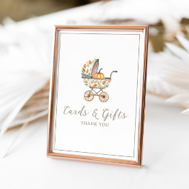 小さなかぼちゃの赤ちゃんシャワーカードとギフトのサイン ポスター