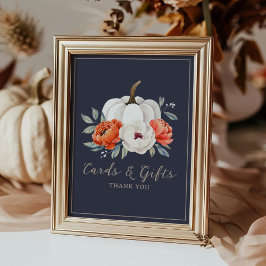 小さなかぼちゃの赤ちゃんシャワーカードとギフトのサイン ポスター