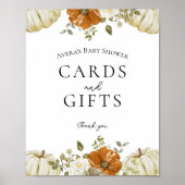 小さなかぼちゃの赤ちゃんシャワーカードとギフトサイン ポスター (正面)
