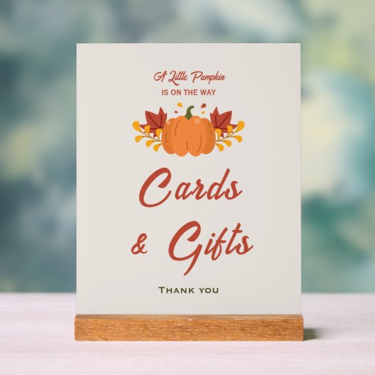 小さなかぼちゃの赤ちゃんシャワーカード&ギフトサイン アクリルサイン (ニュートラル)