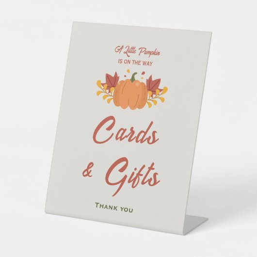 小さなかぼちゃの赤ちゃんシャワーカード&ギフトサイン 台座サイン (正面)