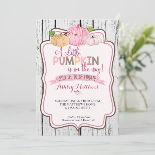 小さなかぼちゃの赤ちゃんシャワーカード 招待状 (スタンド正面)