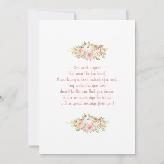 小さなかぼちゃの赤ちゃんシャワーガール招待状 招待状 (裏面)