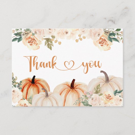 小さなかぼちゃの赤ちゃんシャワーサンキューカード エンクロージャーカード (正面)