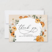 小さなかぼちゃの赤ちゃんシャワーサンキューカード カード (正面)