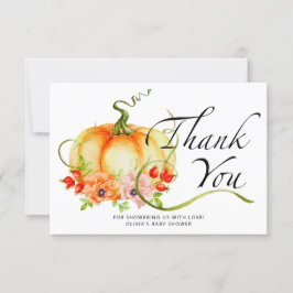 小さなかぼちゃの赤ちゃんシャワーサンキューカード カード