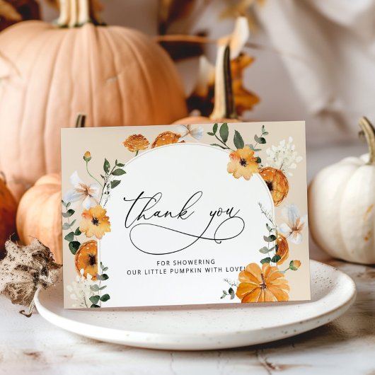 小さなかぼちゃの赤ちゃんシャワーサンキューカード カード