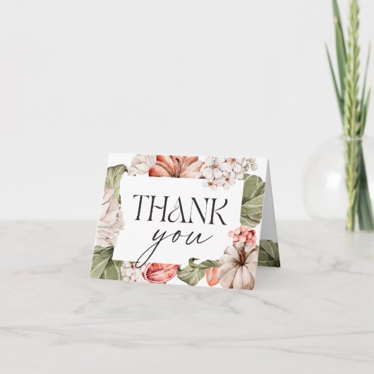 小さなかぼちゃの赤ちゃんシャワーサンキューカード 招待状 (正面)