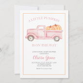 小さなかぼちゃの赤ちゃんシャワーピンクのトラック招待状 招待状 (正面)