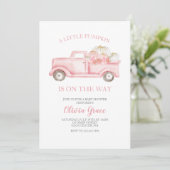 小さなかぼちゃの赤ちゃんシャワーピンクのトラック 招待状 (スタンド正面)