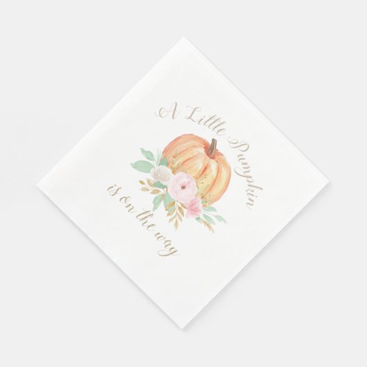 小さなかぼちゃの赤ちゃんシャワーピンクのフローラ スタンダードランチョンナプキン (角)