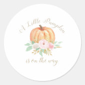 小さなかぼちゃの赤ちゃんシャワーピンクのフローラ ラウンドシール (正面)