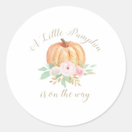 小さなかぼちゃの赤ちゃんシャワーピンクのフローラ ラウンドシール