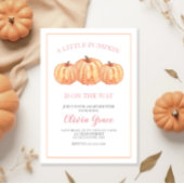 小さなかぼちゃの赤ちゃんシャワーピンクの格子柄の招待状 招待状