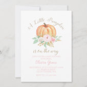小さなかぼちゃの赤ちゃんシャワーフローラとピンクのプライド 招待状 (正面)