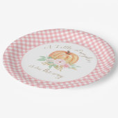 小さなかぼちゃの赤ちゃんシャワーフローラピンクプレイド ペーパープレート (アングル)