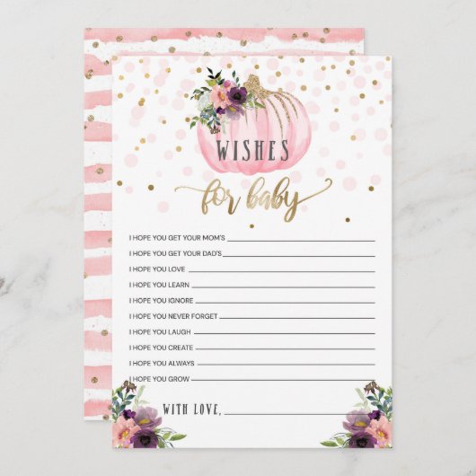 小さなかぼちゃの赤ちゃんシャワーベビー アドバイスカード (正面/裏面)