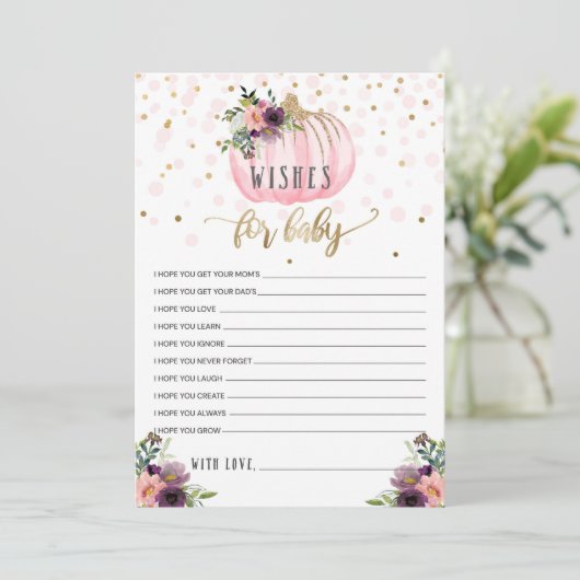 小さなかぼちゃの赤ちゃんシャワーベビー アドバイスカード (スタンド正面)