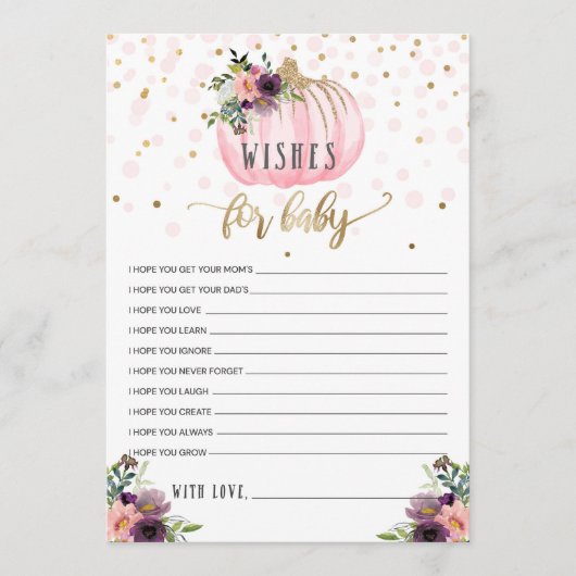 小さなかぼちゃの赤ちゃんシャワーベビー アドバイスカード (正面)