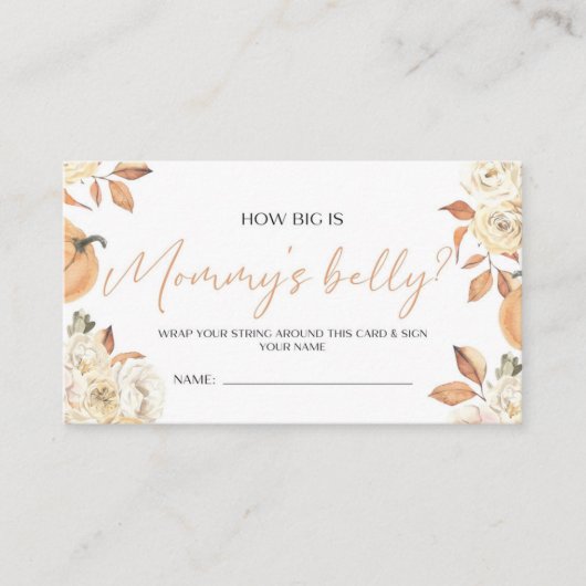 小さなかぼちゃの赤ちゃんシャワー彼女の腹の大きさ エンクロージャーカード (正面)