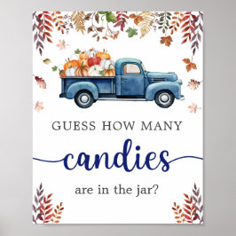 小さなかぼちゃの赤ちゃんシャワー推測ゲームのサイン ポスター