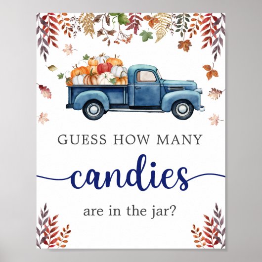 小さなかぼちゃの赤ちゃんシャワー推測ゲームのサイン ポスター (正面)