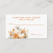 小さなかぼちゃの赤ちゃんシャワー推測試合記号 エンクロージャーカード (正面)