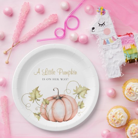 小さなかぼちゃの赤ちゃんシャワー水色 ペーパープレート (パーティー)