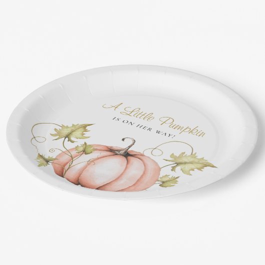 小さなかぼちゃの赤ちゃんシャワー水色 ペーパープレート (アングル)