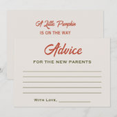 小さなかぼちゃの赤ちゃんシャワー秋の紅葉 アドバイスカード (正面/裏面)