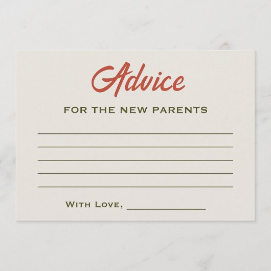 小さなかぼちゃの赤ちゃんシャワー秋の紅葉 アドバイスカード (正面)