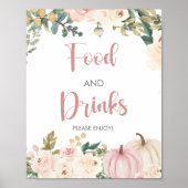 小さなかぼちゃの赤ちゃんシャワー食品とドリンクの看板 ポスター (正面)