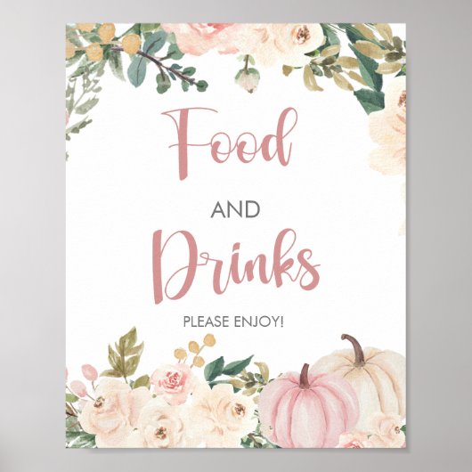 小さなかぼちゃの赤ちゃんシャワー食品とドリンクの看板 ポスター (正面)