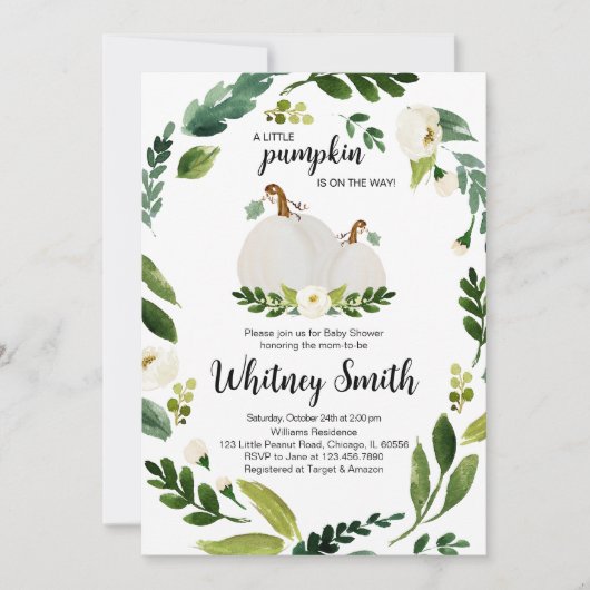 小さなかぼちゃの赤ちゃんシャワー 招待状 (正面)