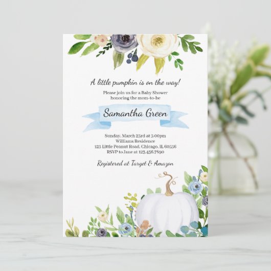 小さなかぼちゃの赤ちゃんシャワー 招待状 (スタンド正面)