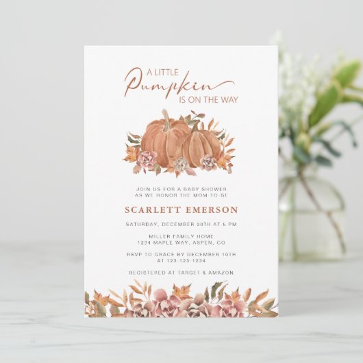 小さなかぼちゃの赤ちゃんシャワー 招待状 (スタンド正面)