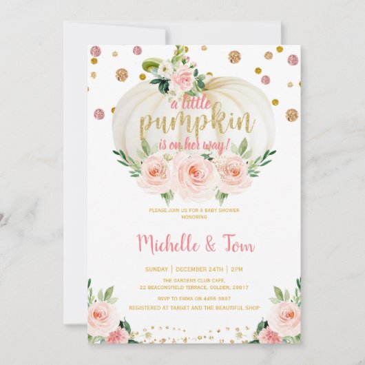 小さなかぼちゃの赤ちゃんシャワー 招待状 (正面)