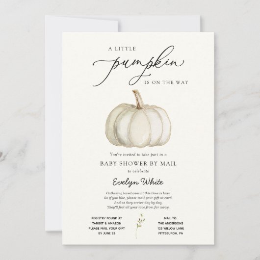 小さなかぼちゃの赤ちゃんシャワーbyメール招待状 招待状 (正面)