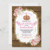 小さなかぼちゃの赤ちゃん女の子シャワー素朴な招待 招待状 (正面)