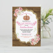 小さなかぼちゃの赤ちゃん女の子シャワー素朴な招待 招待状 (スタンド正面)