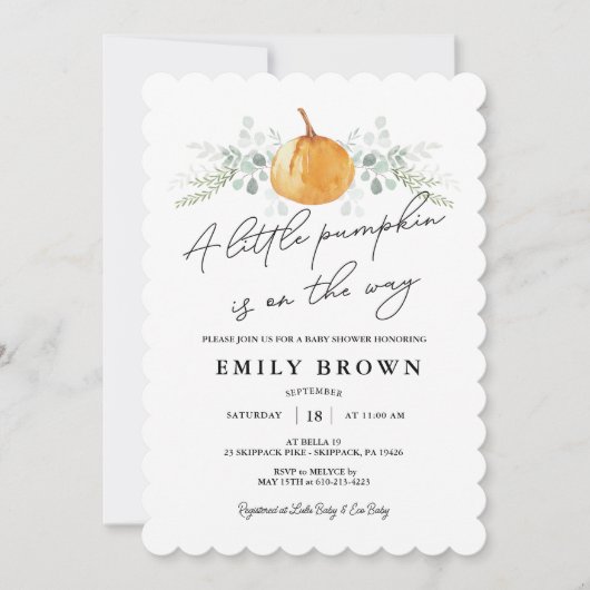 小さなかぼちゃの赤男女兼用ちゃんシャワー 招待状 (正面)