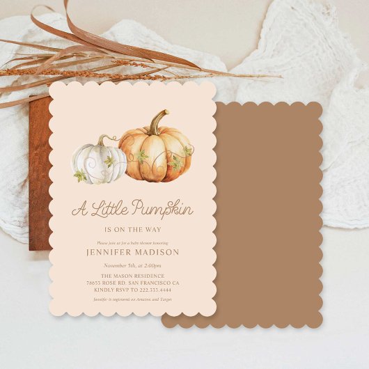 小さなかぼちゃの赤男女兼用ちゃんシャワー 招待状