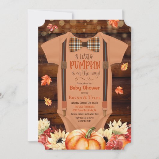 小さなかぼちゃの赤素朴ちゃんシャワー招待状 招待状 (正面)