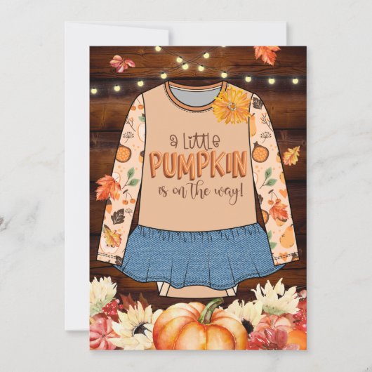 小さなかぼちゃの赤素朴ちゃんシャワー招待状 招待状 (正面)