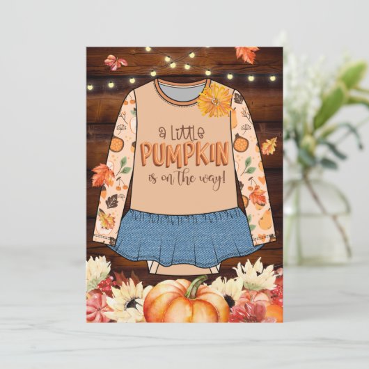 小さなかぼちゃの赤素朴ちゃんシャワー招待状 招待状 (スタンド正面)