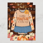 小さなかぼちゃの赤素朴ちゃんシャワー招待状 招待状 (正面/裏面)